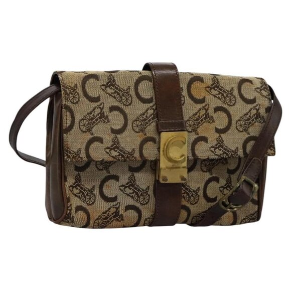 CELINE C Macadam Canvas Shoulder Bag Beige Brown Auth 113310 - Picture 1 of 16